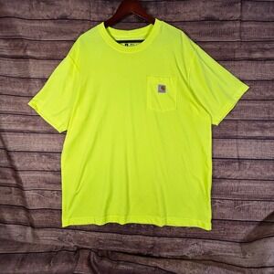 Carhartt Mens K87 Loose Fit Pocket T-Shirt XL Neon Yellow High Vis Heavyweight